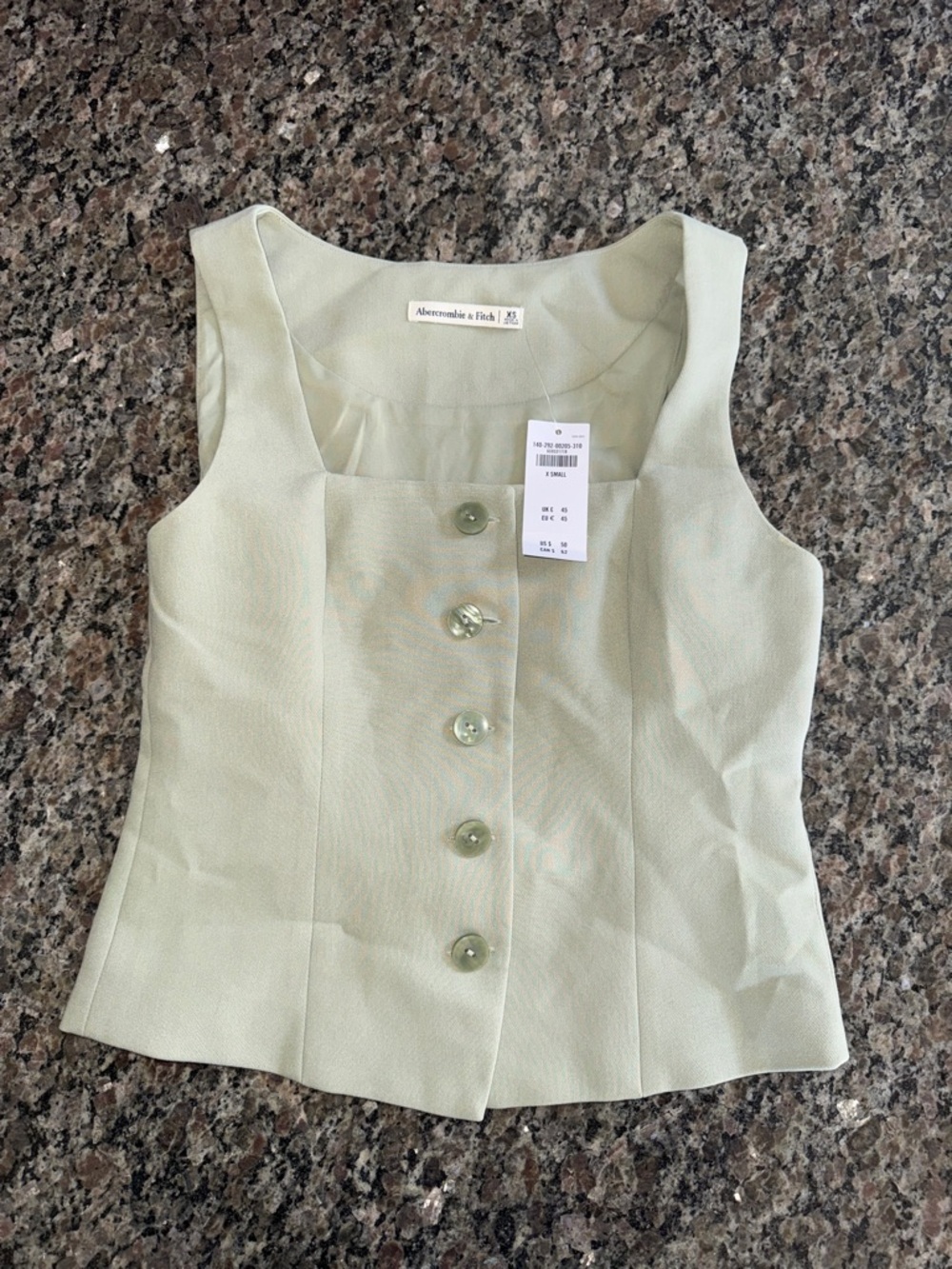 Abercrombie & Fitch Sage Green Button-Front Vest